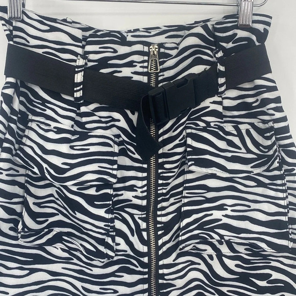 We11done A-Line Mini Skirt Women Size Medium Black White Animal Print High Waist - Picture 3 of 12